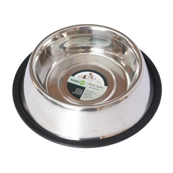 Iconic Pet 16 oz Stainless Steel Non - Skid Pet Bowl for Dog or Cat - 2 Cup IC302670 - main